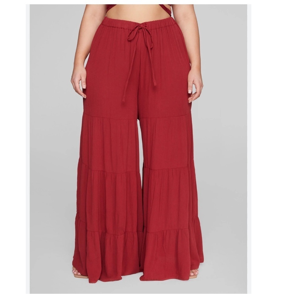 Fashion to Figure Plus Size Ariella Tie Waist Tiered Pants Size 0X